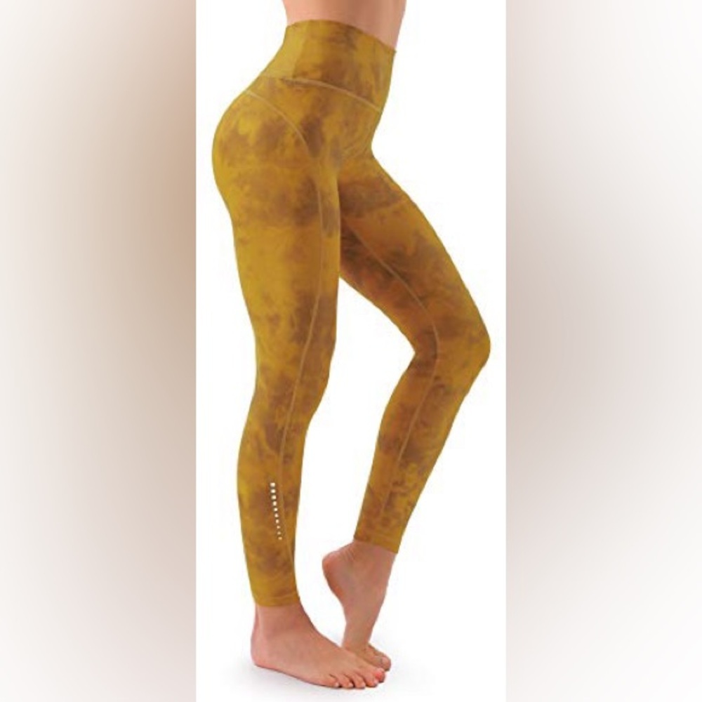 Mustard Tie Dye Seamless High Waisted Leggings XL NWT